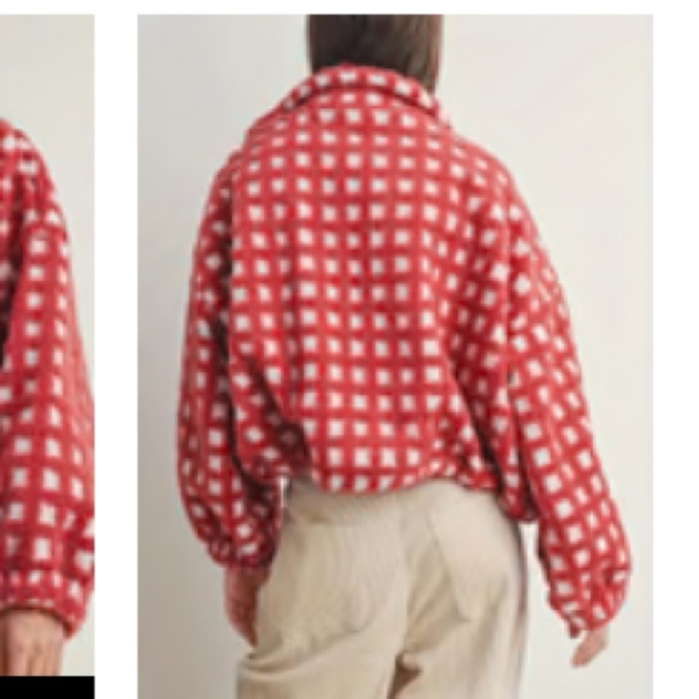 Butter Melon Checkered Teddy Jacket - Picture 3 of 7
